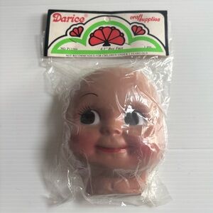 Vintage Darice 4.5" Boy Doll Face Painted Eyes Craft Supplies NOS